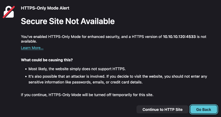 Firefox warning