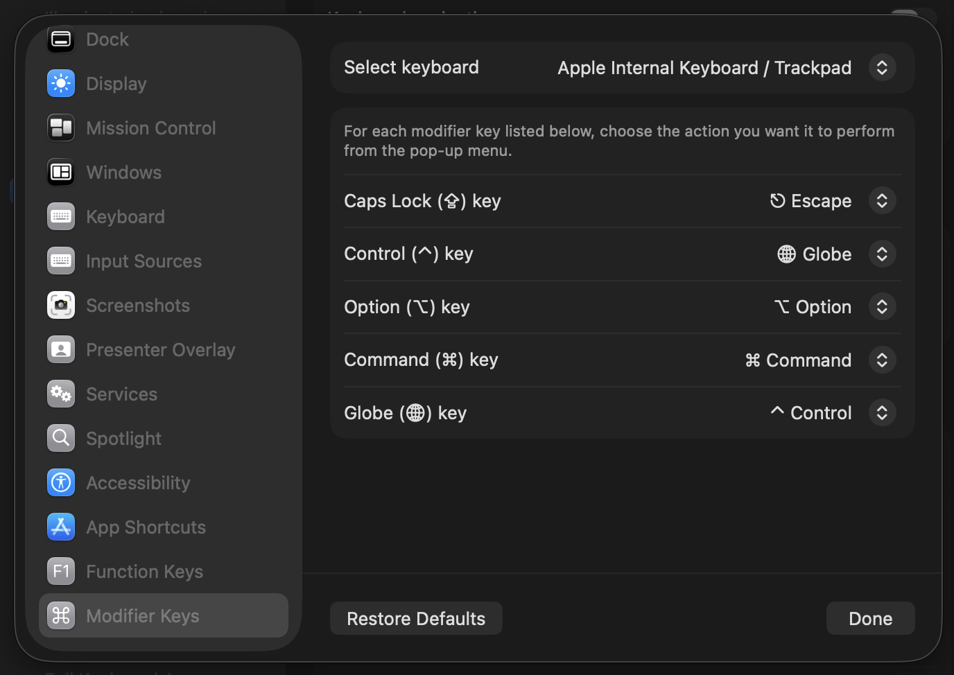 Keyboard setting